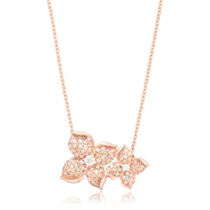 10ct Rose Gold Round Brilliant Cut 0.40 Carat tw Diamond Flower Pendant including Chain