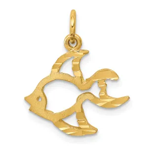 10K Gold Polished Fish Charm with Solid Design 20mm