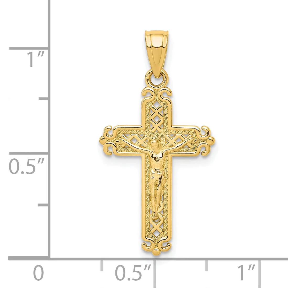 10K Gold Solid Polished Crucifix Pendant by Sophia Jewelers  Elegant & Timeless