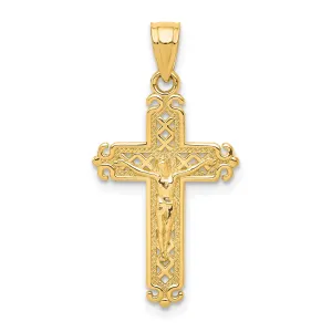 10K Gold Solid Polished Crucifix Pendant by Sophia Jewelers  Elegant & Timeless