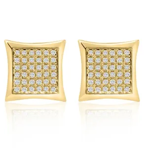 1/3Ct Natural Diamond Pave Square Framed Womens Earrings in White or Yellow Gold