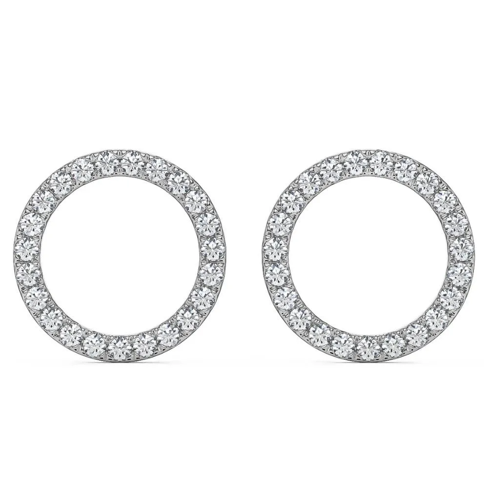 1/4Ct Circle Diamond Earrings in White, Yellow, or Rose Gold Lab Grown