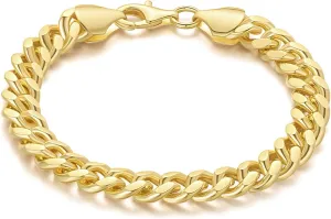 14K Gold Bracelets for Men Charm Cuban Link for Mens Chunky Gold Bracelet Bold Chain Non Tarnish Fashion Jewelry 6.5'' 7'' 7.5'' 8'' 8.5''