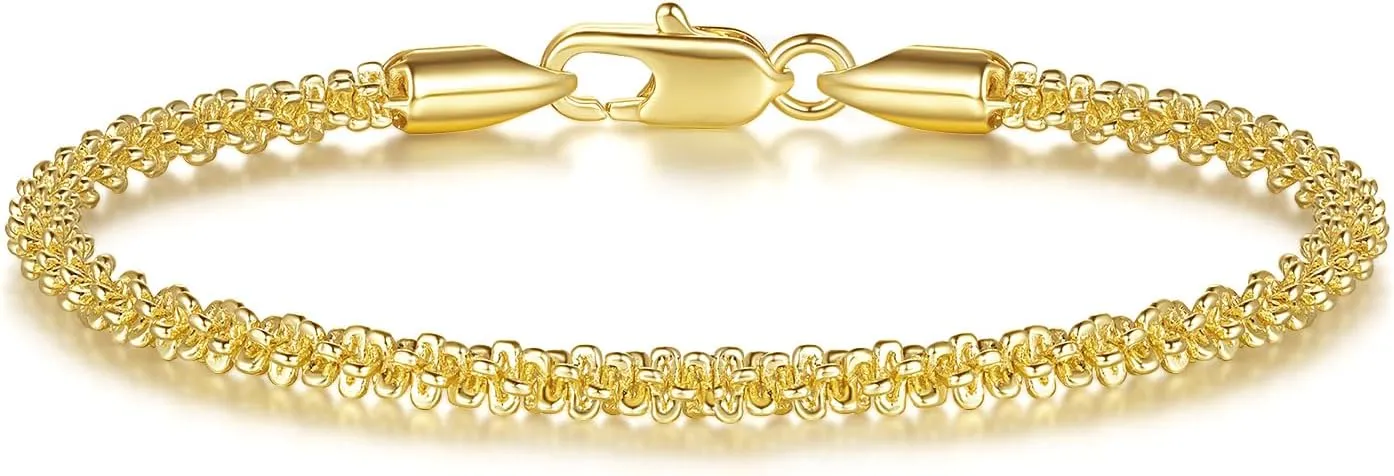 14K Gold Bracelets for Women Bracelet for Men Gold Chain Bracelets Womens Starry Rope Design Gifts for Women 6.5-9 Inches