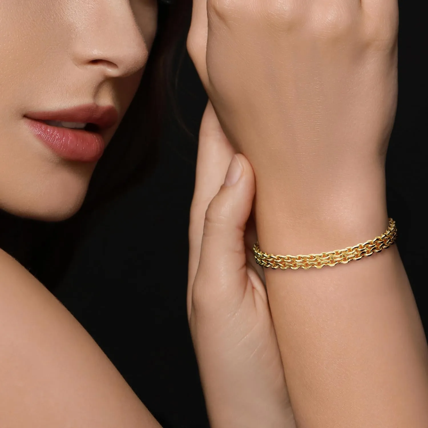 14k Gold Bracelets for Women Bracelets for Men Mesh Chain Bracelet Gold Bracelet Stack Ideal for Gifts for Women & Men 6.5/7/7.5/8/9 in