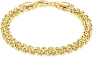 14k Gold Bracelets for Women Bracelets for Men Mesh Chain Bracelet Gold Bracelet Stack Ideal for Gifts for Women & Men 6.5/7/7.5/8/9 in