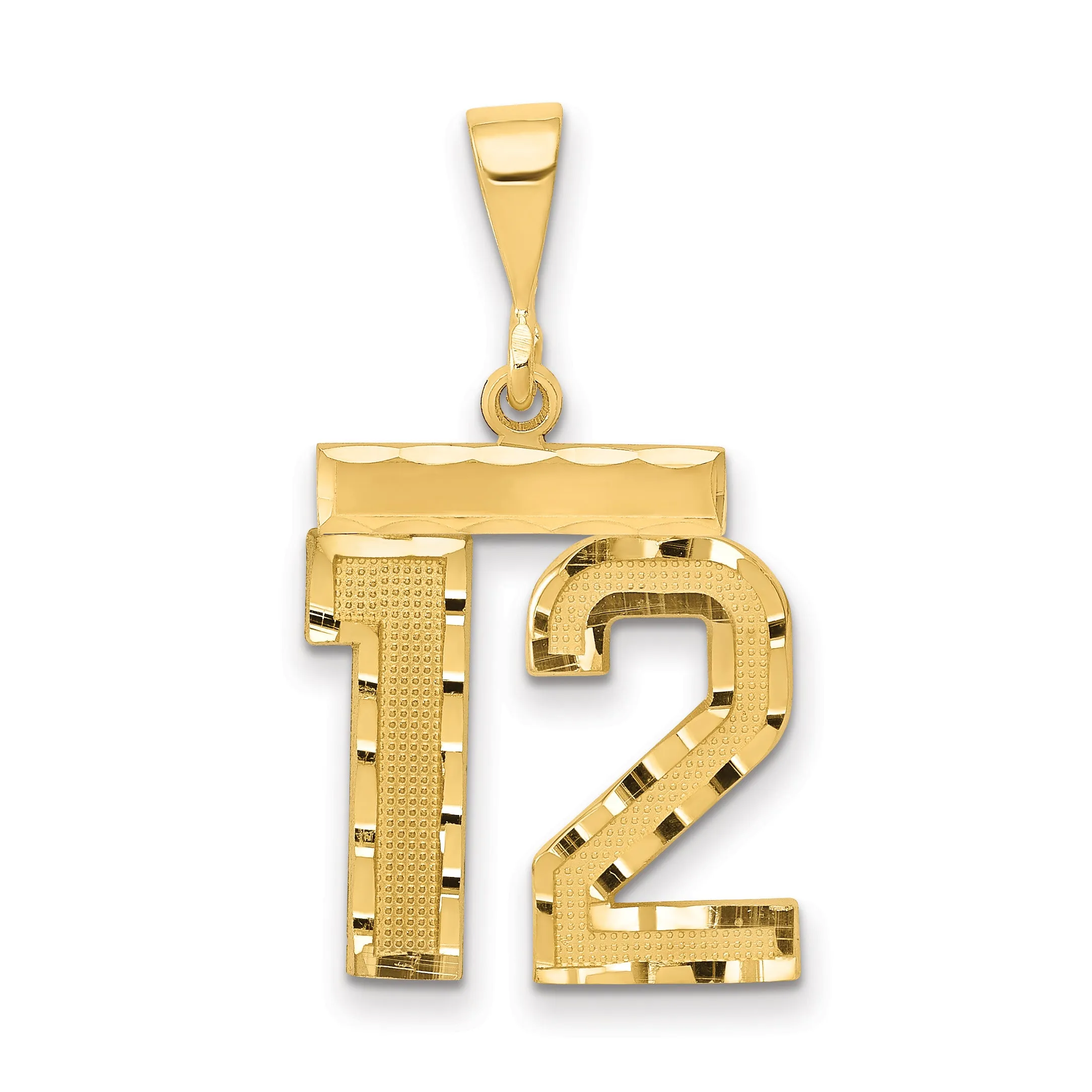 14K Gold Diamond-Cut Number 12 Charm with Polished Finish