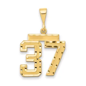 14K Gold Diamond-Cut Number 37 Charm with Polished Finish
