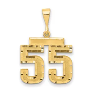 14K Gold Diamond-Cut Number 55 Charm Polished Medium Pendant