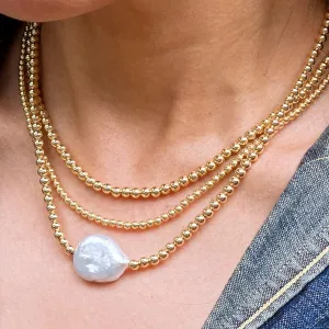 14k Gold Filled 4mm Beaded Necklace with Freshwater Pearl