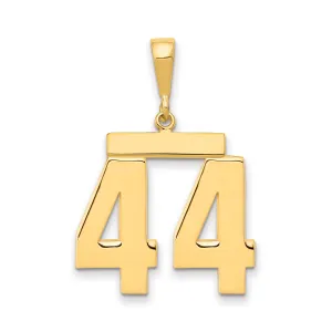 14K Gold Large Polished Number 44 Charm  Bold and Elegant Statement Accessory