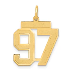 14K Gold Medium Satin Number 97 Charm with Brushed Finish