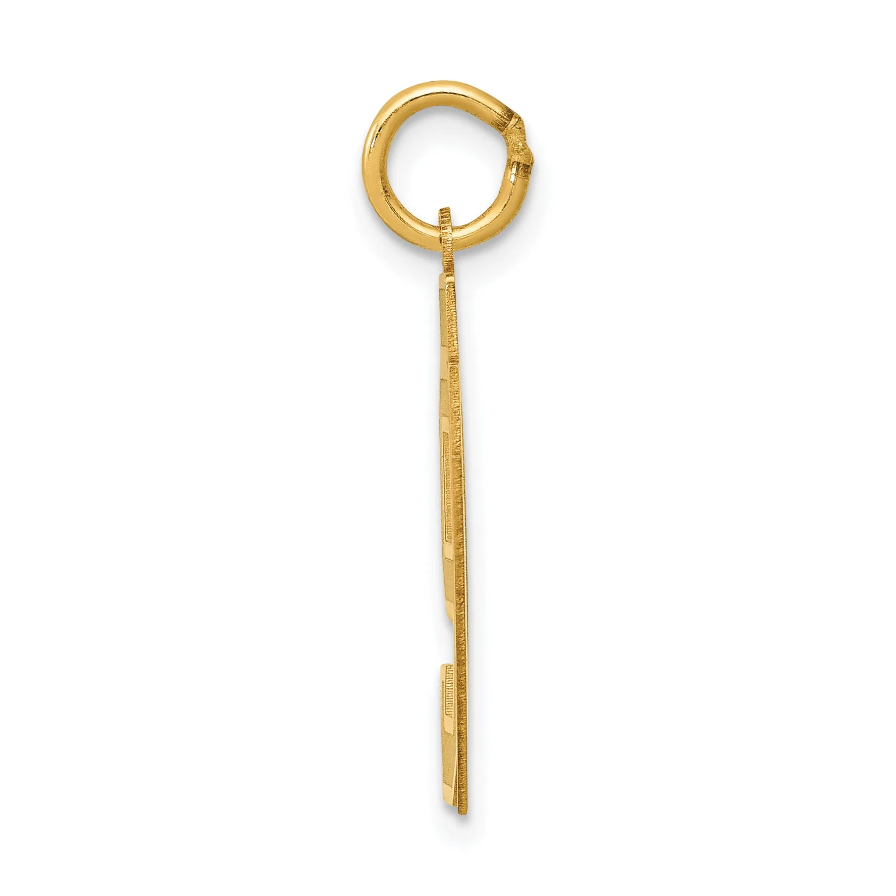 14K Gold Medium Satin Number 97 Charm with Brushed Finish