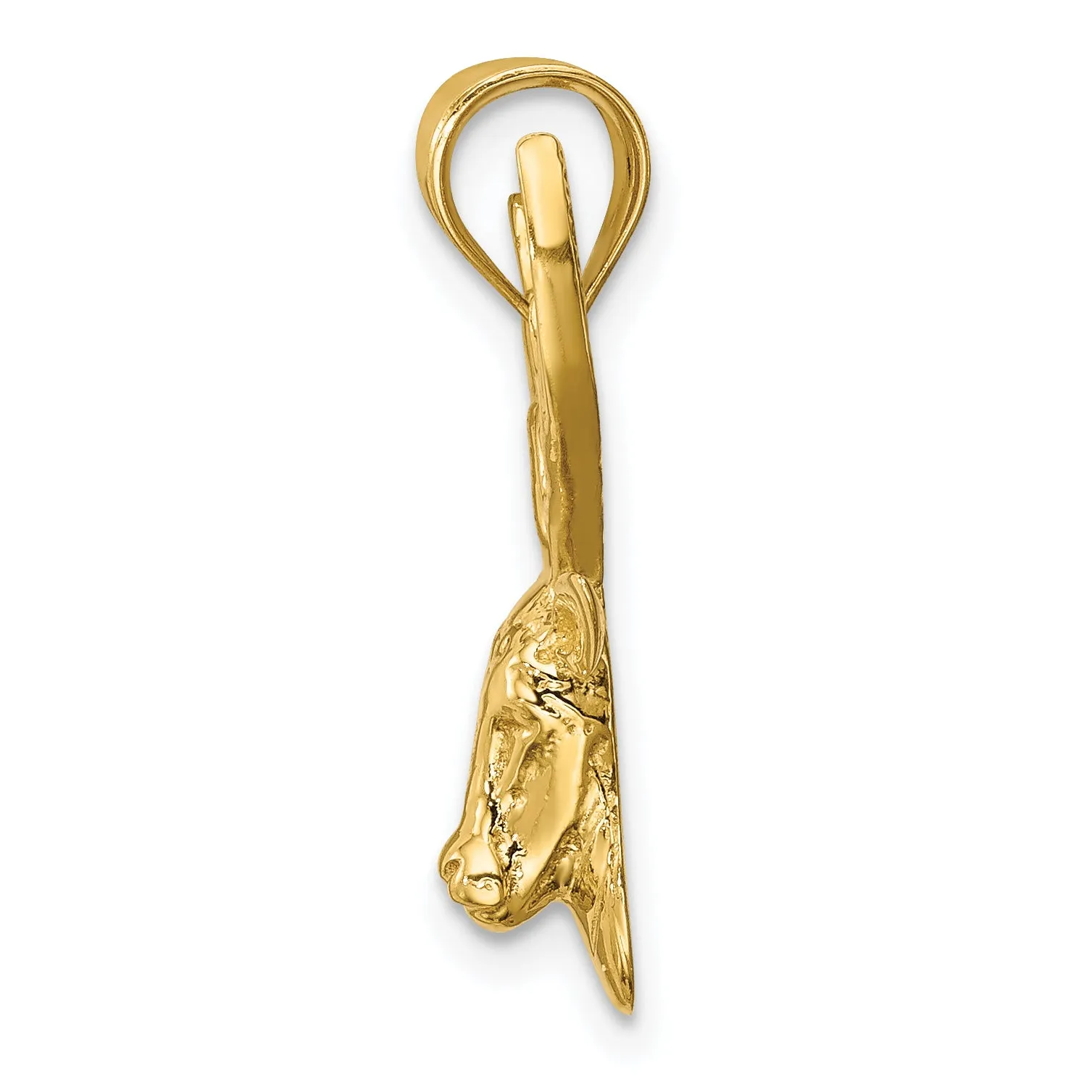 14K Gold Polished Deer Head Pendant for Men  Solid, Casted Design