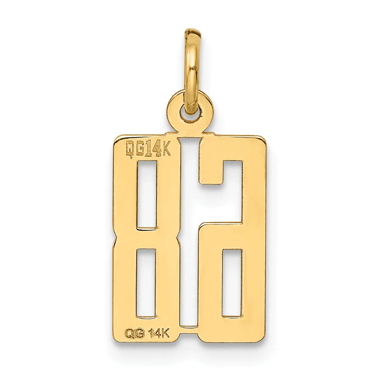 14K Gold Polished Elongated Charm with Laser-Cut Detailing Small