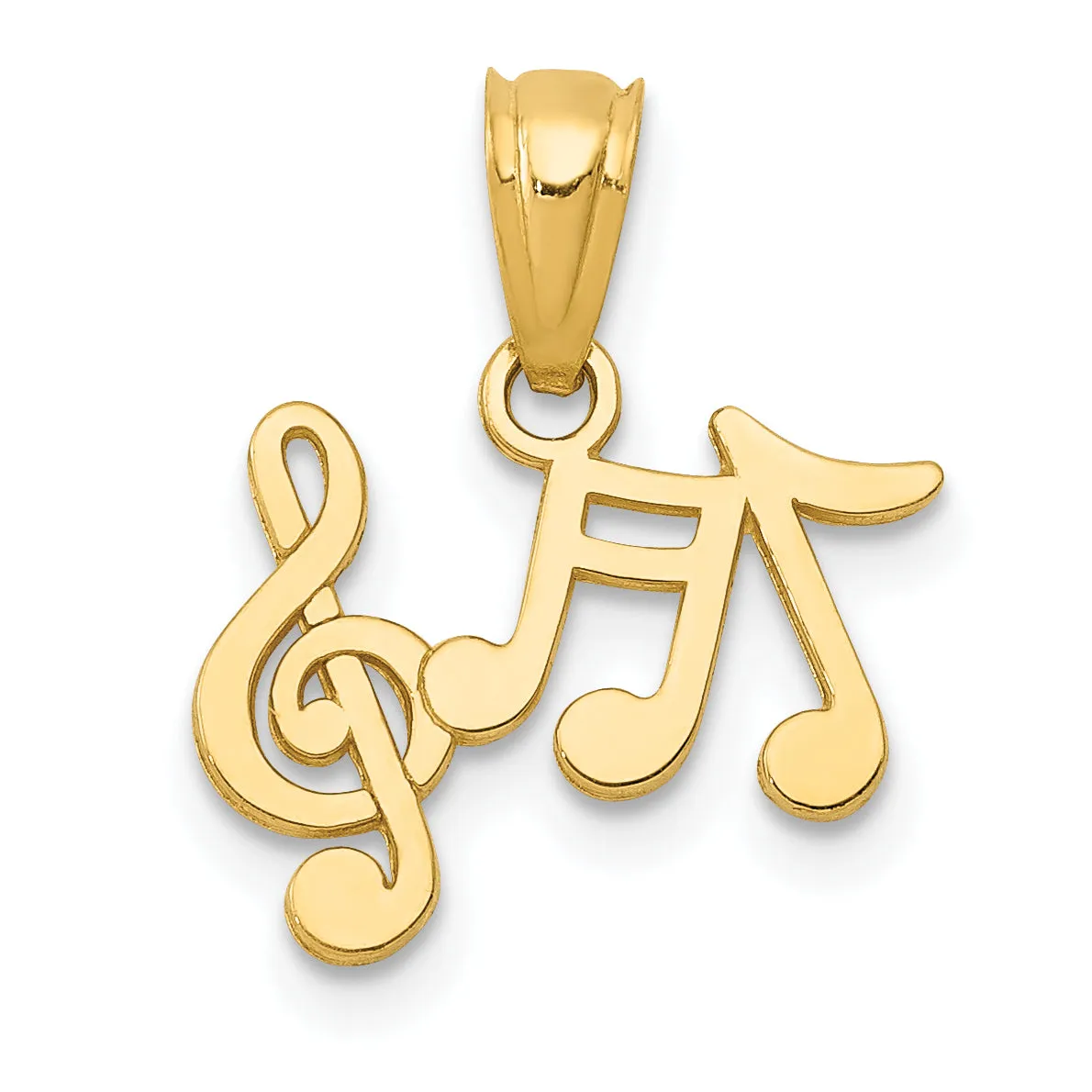 14K Gold Polished Music Notes Pendant  Elegant Themed Design by Sophia Jewelers