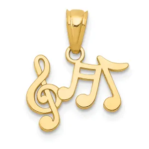 14K Gold Polished Music Notes Pendant  Elegant Themed Design by Sophia Jewelers