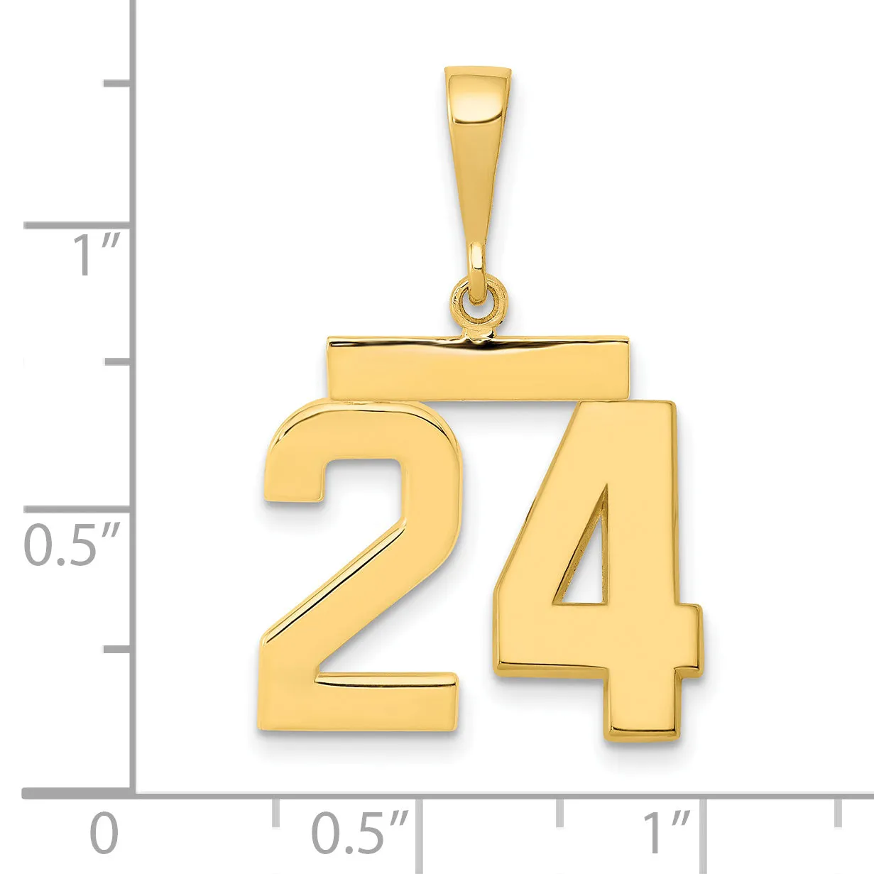 14K Gold Polished Number 24 Charm Medium Themed Pendant by Sophia Jewelers