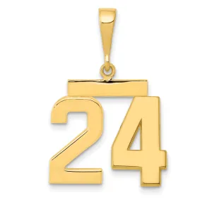 14K Gold Polished Number 24 Charm Medium Themed Pendant by Sophia Jewelers