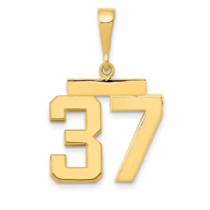 14K Gold Polished Number 37 Charm in Medium Size by Sophia Jewelers