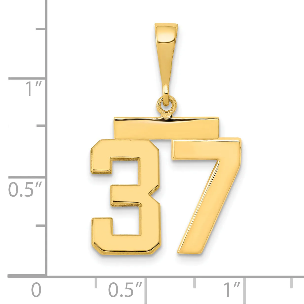 14K Gold Polished Number 37 Charm in Medium Size by Sophia Jewelers