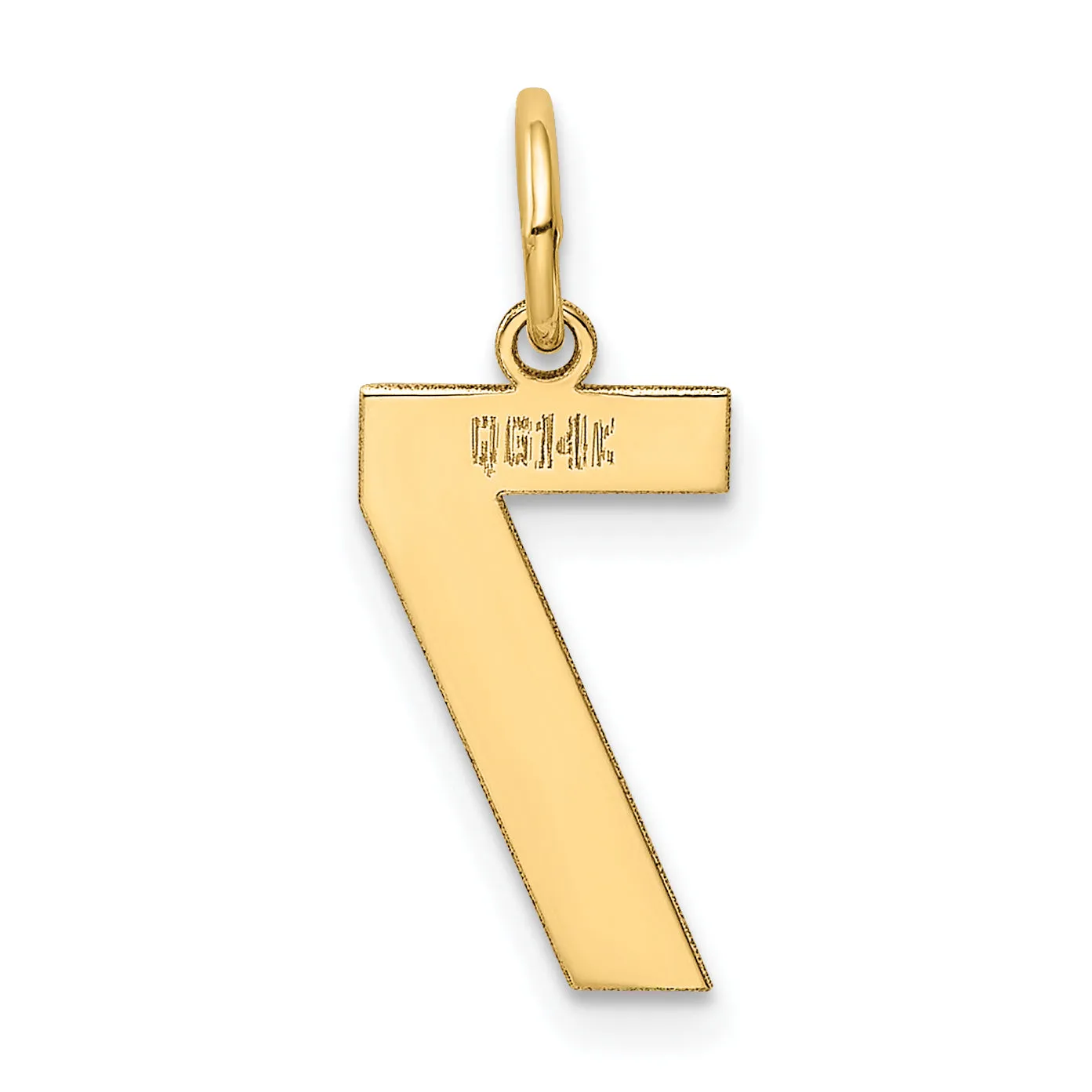 14K Gold Polished Number 7 Charm  Laser Cut, Medium Size
