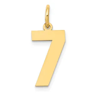 14K Gold Polished Number 7 Charm  Laser Cut, Medium Size