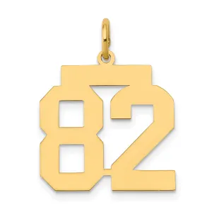 14K Gold Polished Number 82 Charm with Laser Cut Finish