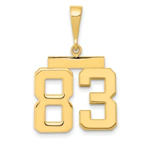 14K Gold Polished Number 83 Charm Medium-Sized Themed Pendant