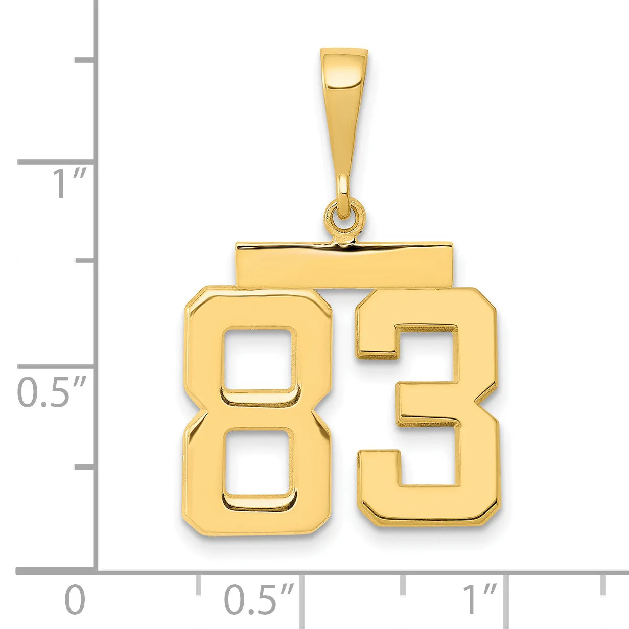 14K Gold Polished Number 83 Charm Medium-Sized Themed Pendant