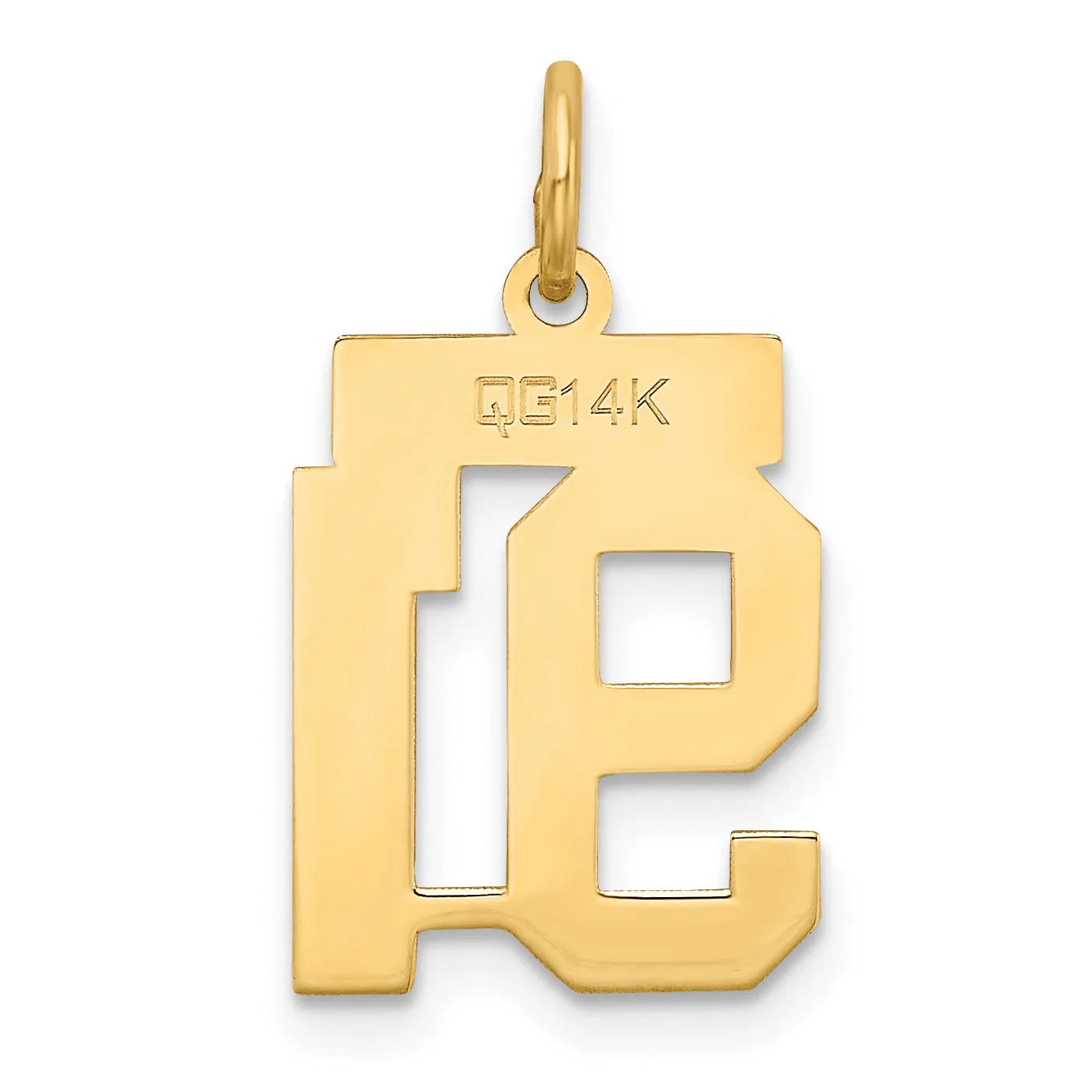 14K Gold Satin Number 91 Charm with Brushed Finish Small Elegance