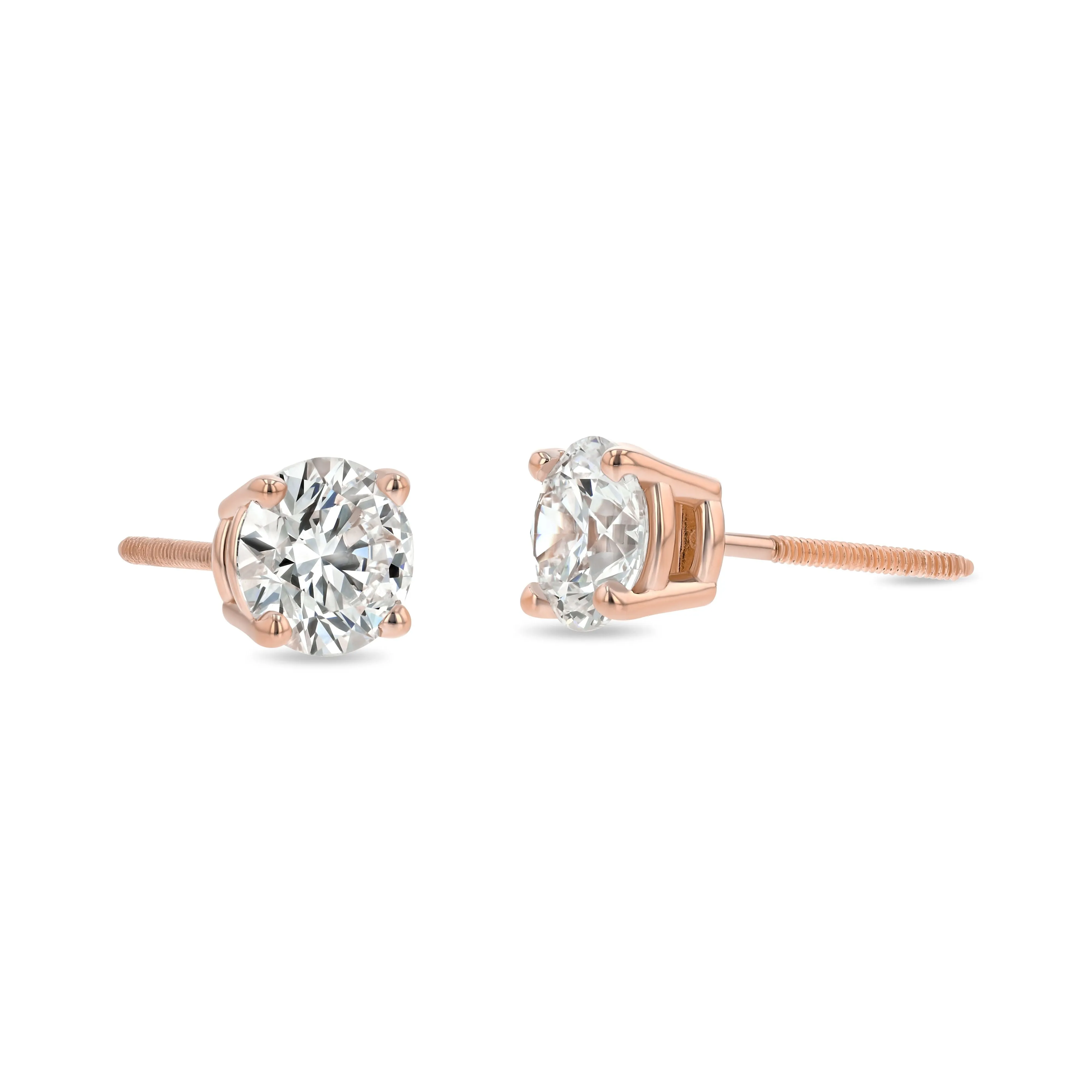 14k Rose Gold 4-prong Round Brilliant Diamond Stud Earrings (0.32 Ct. T.w., Si1-si2 Clarity, J-k Color)