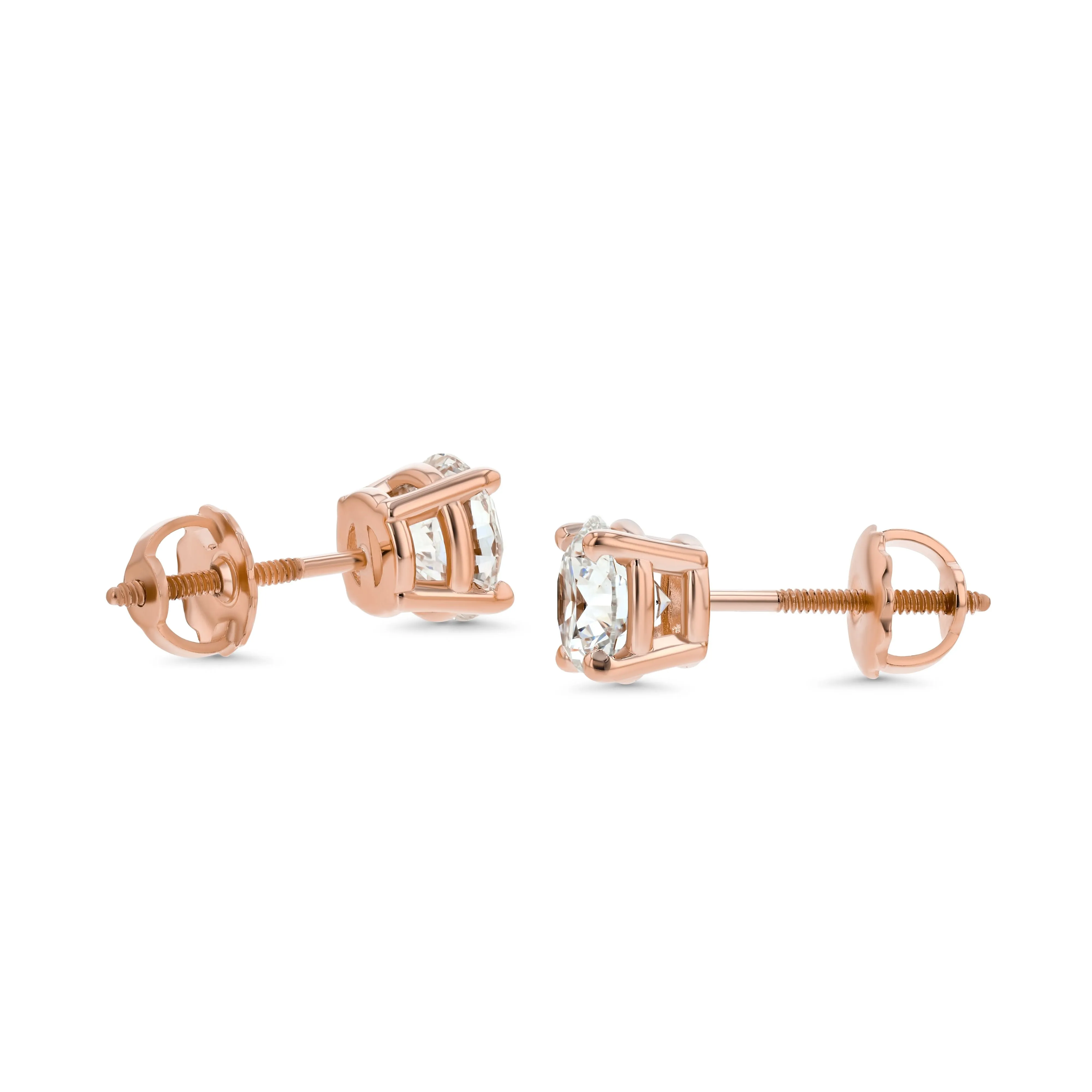 14k Rose Gold 4-prong Round Brilliant Diamond Stud Earrings (0.32 Ct. T.w., Si1-si2 Clarity, J-k Color)