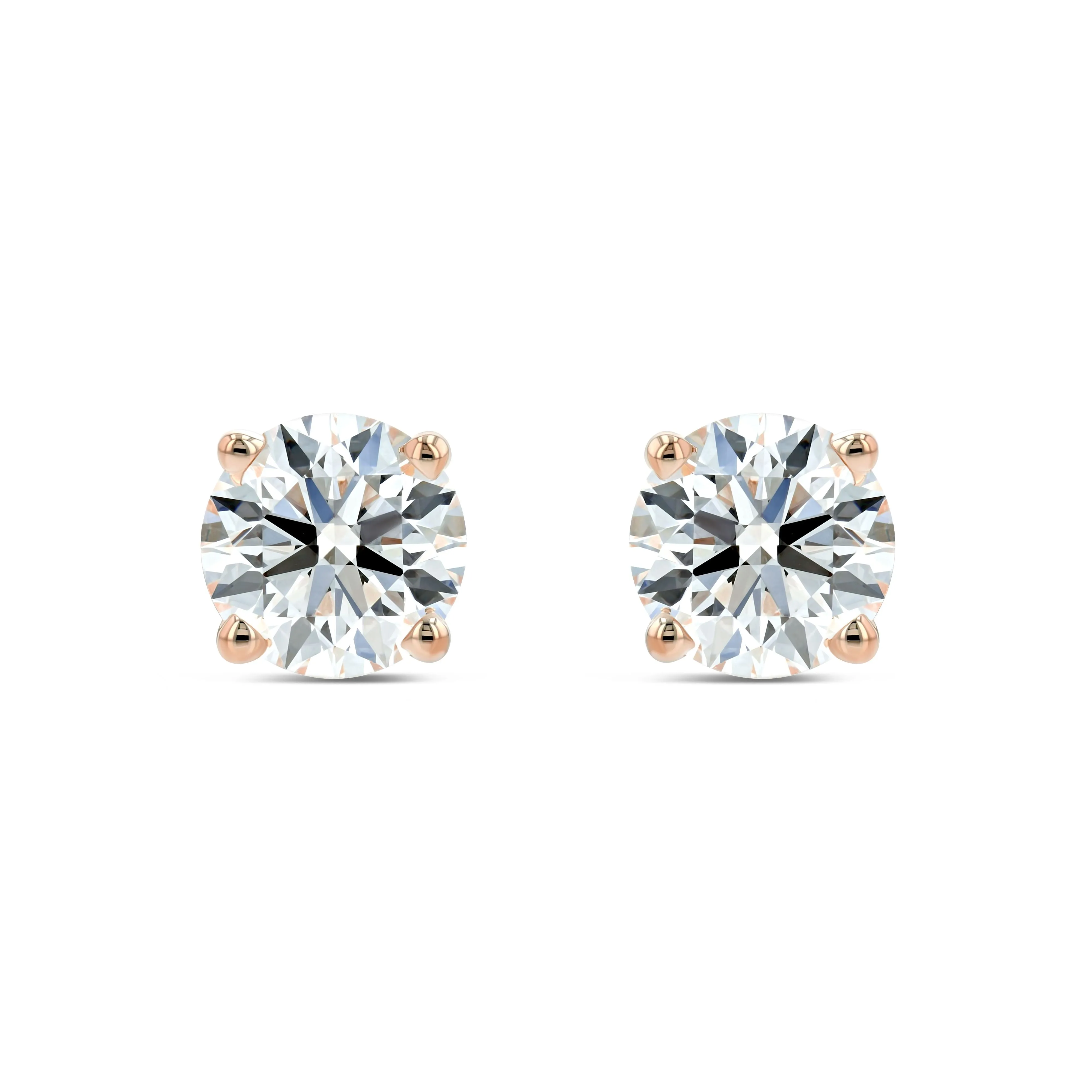 14k Rose Gold 4-prong Round Brilliant Diamond Stud Earrings (0.32 Ct. T.w., Si1-si2 Clarity, J-k Color)