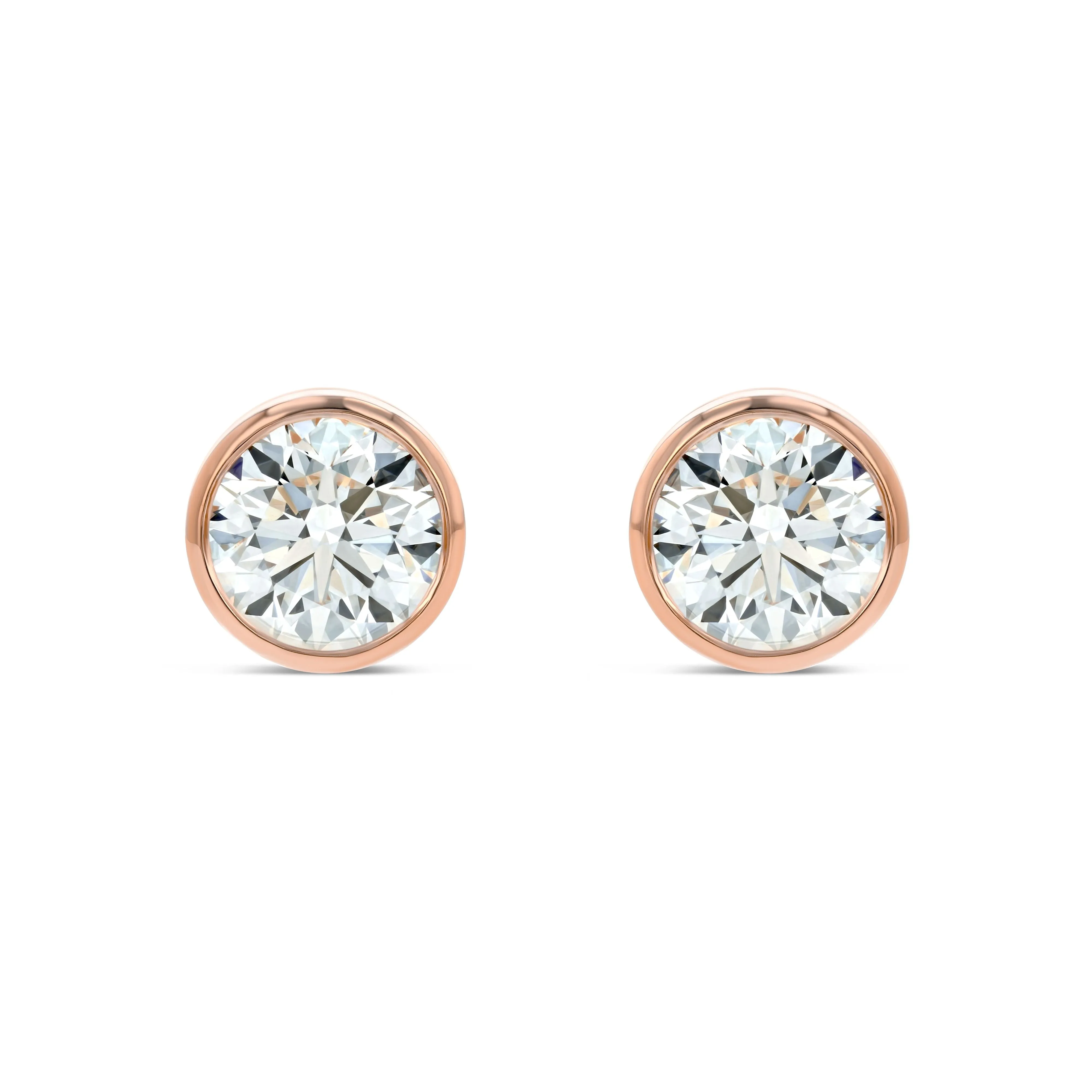 14k Rose Gold Bezel Set Round Brilliant Diamond Stud Earrings (0.32 Ct. T.w., Si1-si2 Clarity, H-i Color)