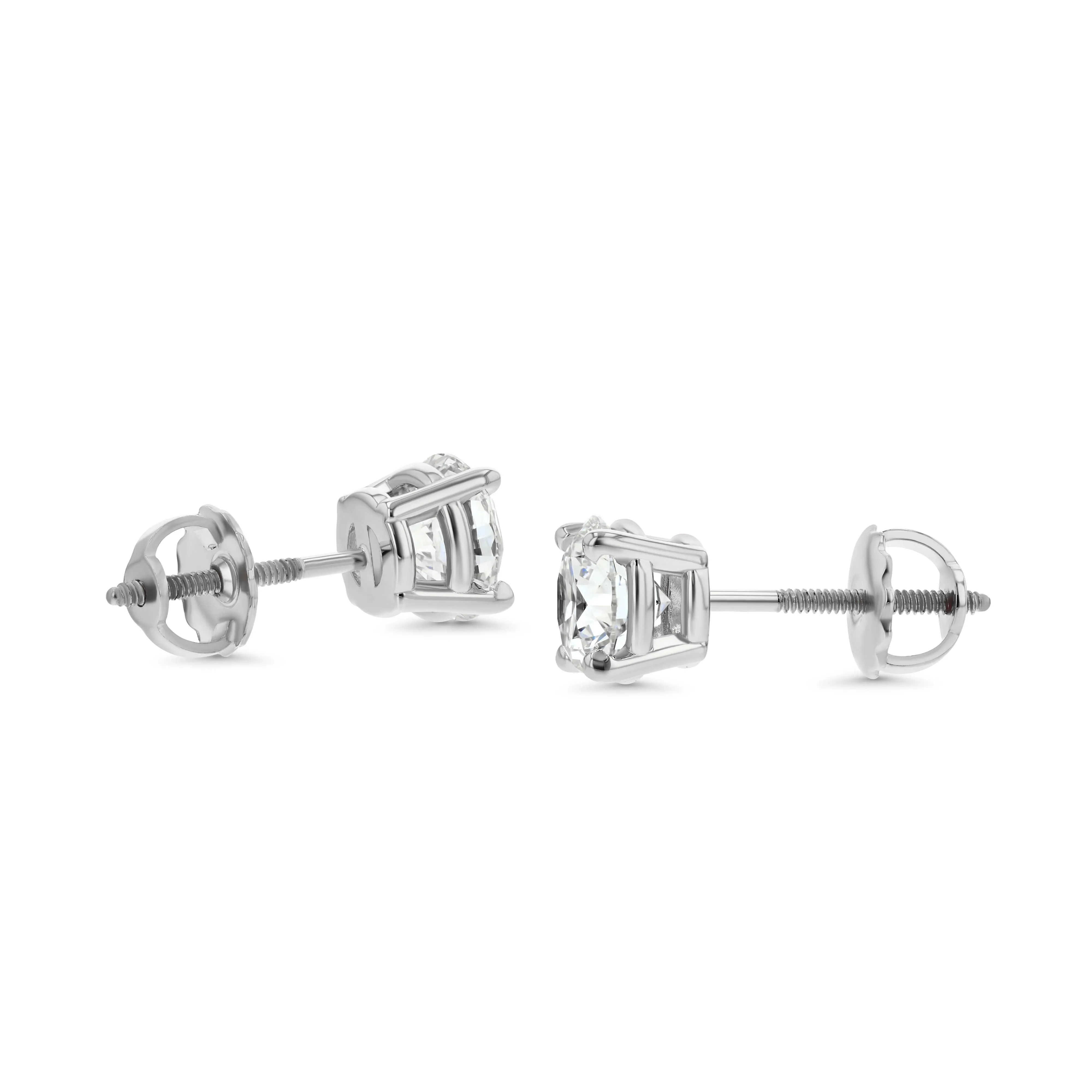 14k White Gold 4-prong Round Brilliant Diamond Stud Earrings (0.52 Ct. T.w., Vs1-vs2 Clarity, F-g Color)