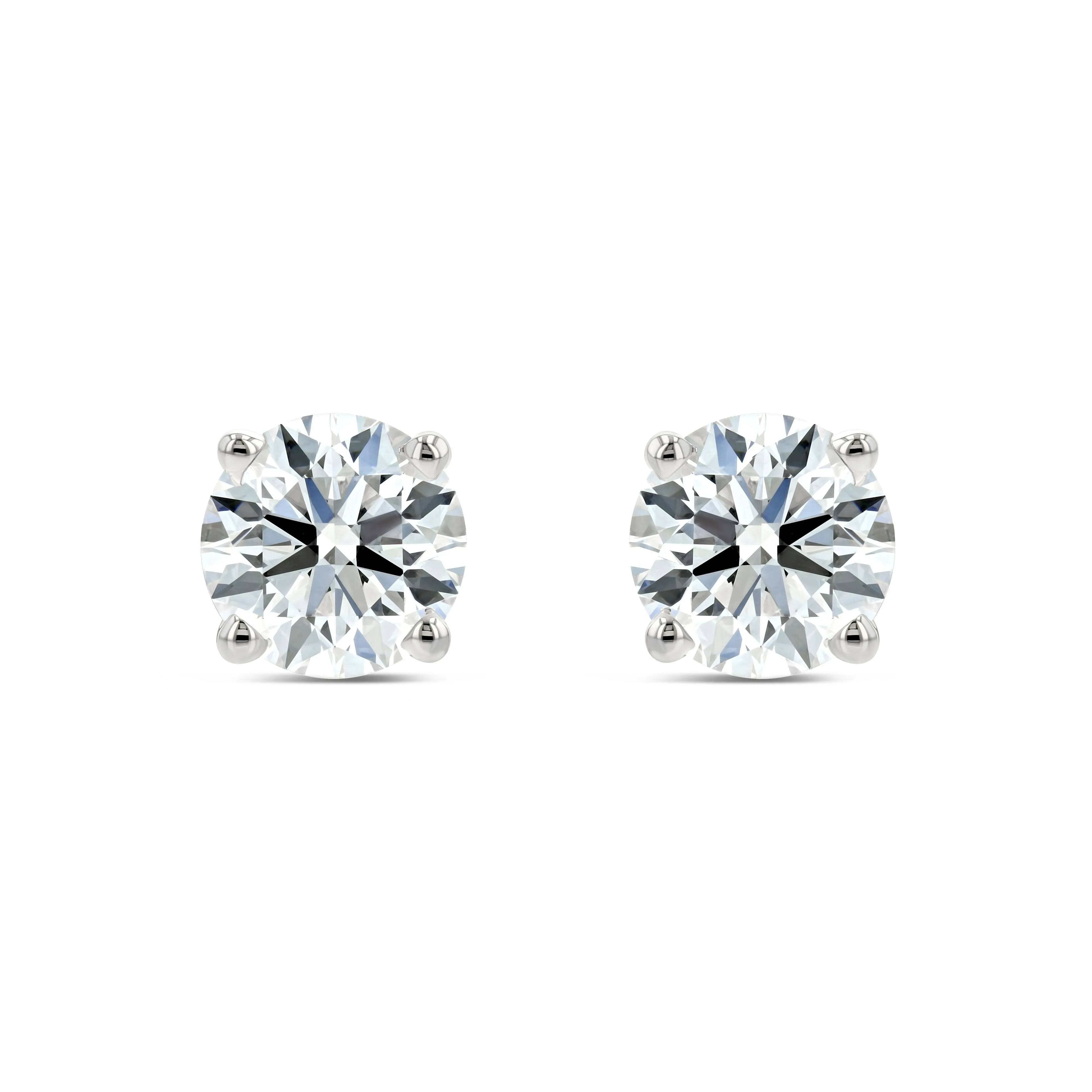 14k White Gold 4-prong Round Brilliant Diamond Stud Earrings (0.52 Ct. T.w., Vs1-vs2 Clarity, F-g Color)