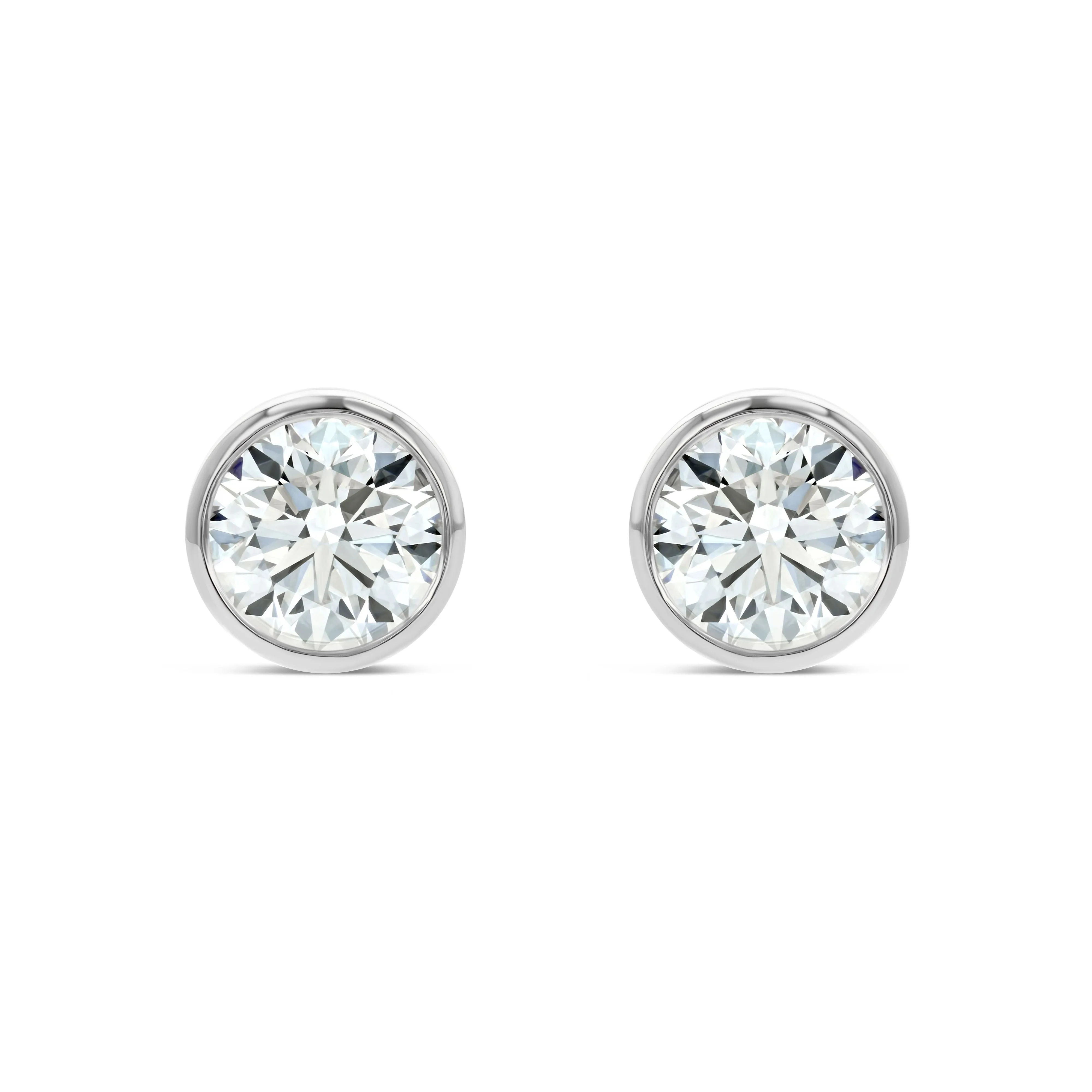 14k White Gold Bezel Set Round Brilliant Diamond Stud Earrings (0.52 Ct. T.w., Vs1-vs2 Clarity, F-g Color)