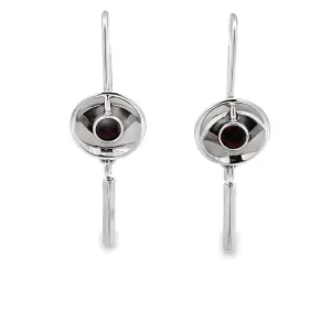 14k White Gold Bezel Set Round Garnet Reflections Earrings by Paul Richter (3.5mm)