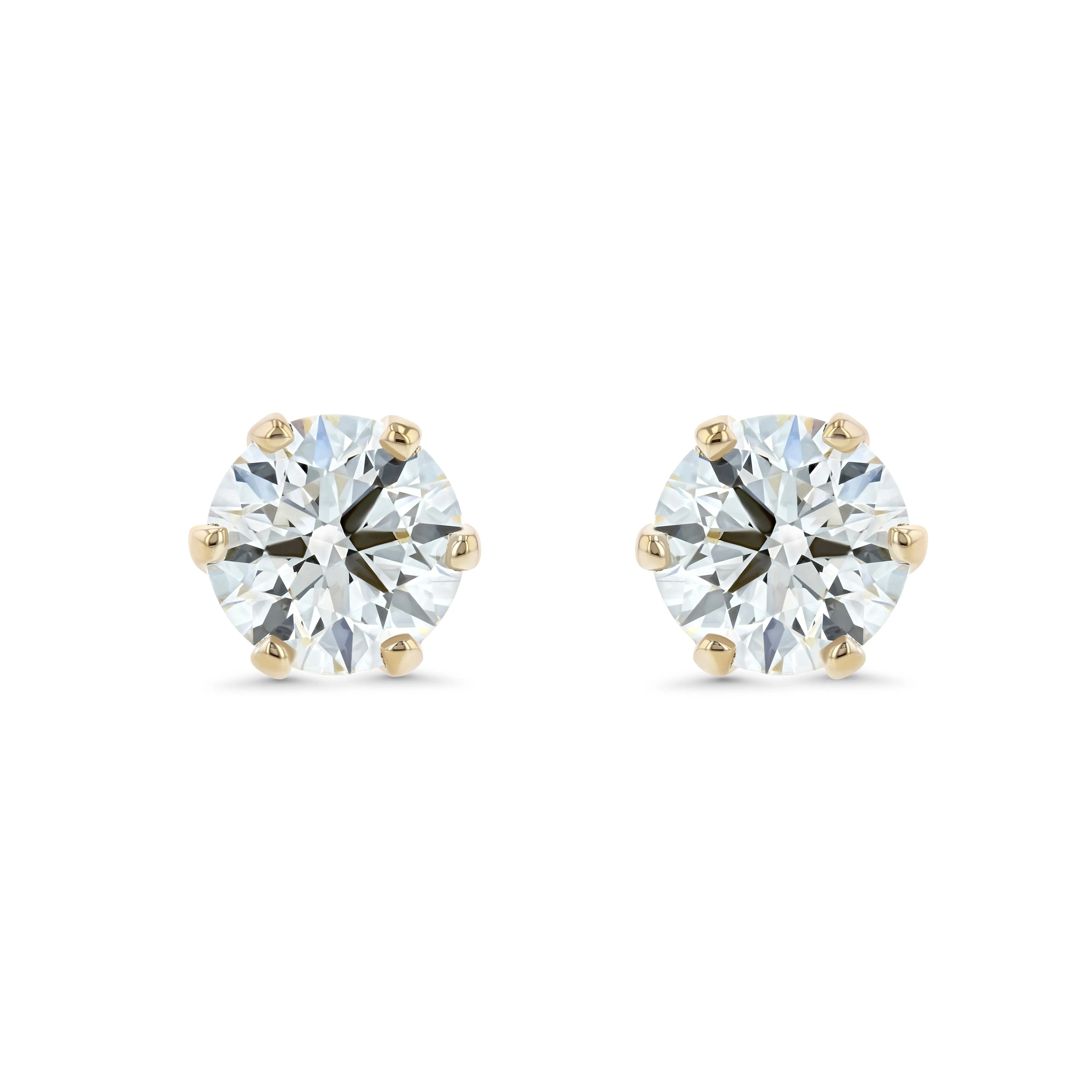 14k Yellow Gold 6-prong Round Brilliant Diamond Stud Earrings (2.09 Ct. T.w., Si1-si2 Clarity, H-i Color)