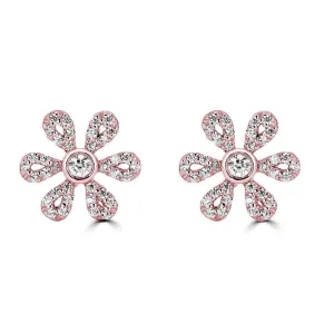 14KT Gold 1/4 CTW Diamond Flower Earrings