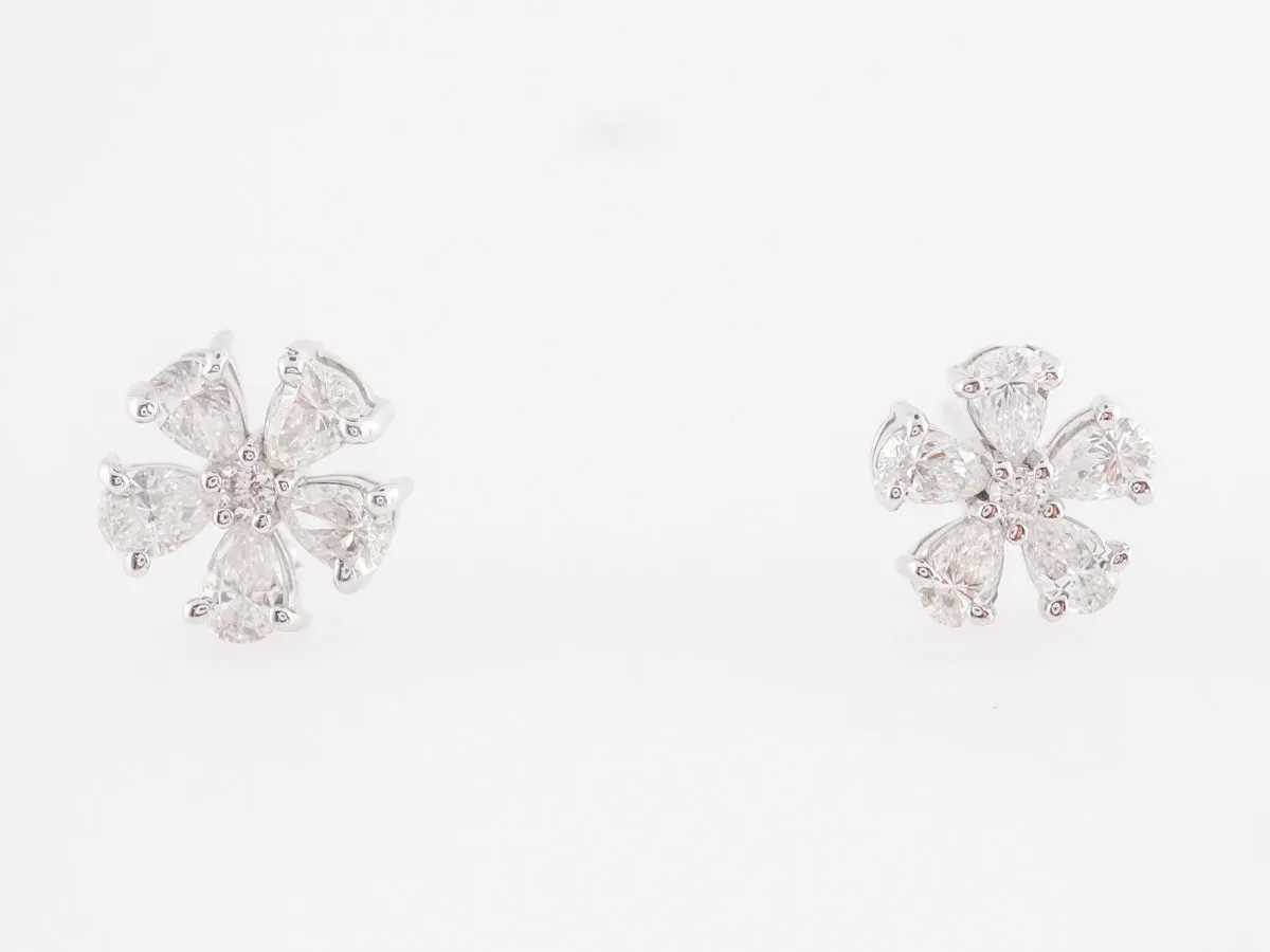 1.50 Carat Pear Cut Diamond Cluster Earrings in Platinum
