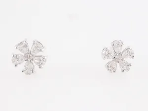 1.50 Carat Pear Cut Diamond Cluster Earrings in Platinum