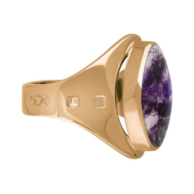 18ct Rose Gold Blue John Queen's Jubilee Hallmark Small Oval Ring