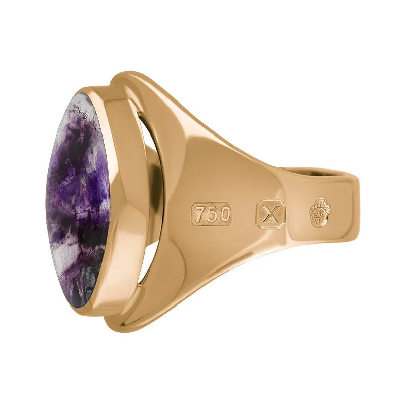 18ct Rose Gold Blue John Queen's Jubilee Hallmark Small Oval Ring