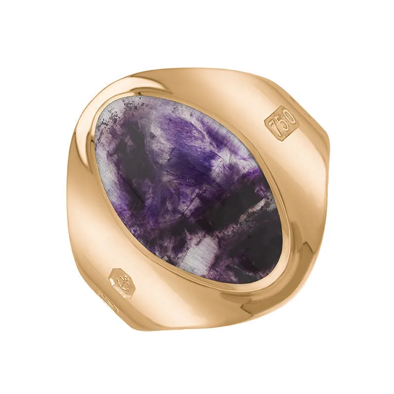 18ct Rose Gold Blue John Queen's Jubilee Hallmark Small Oval Ring