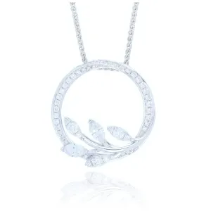 18ct White Gold 0.56ct Diamond Floral Circle Necklace