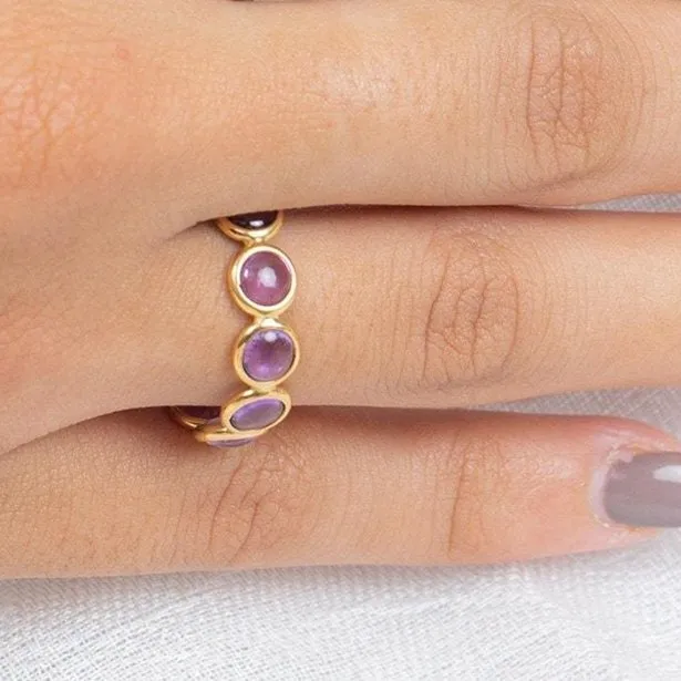 18K Gold Amethyst Eternity Band
