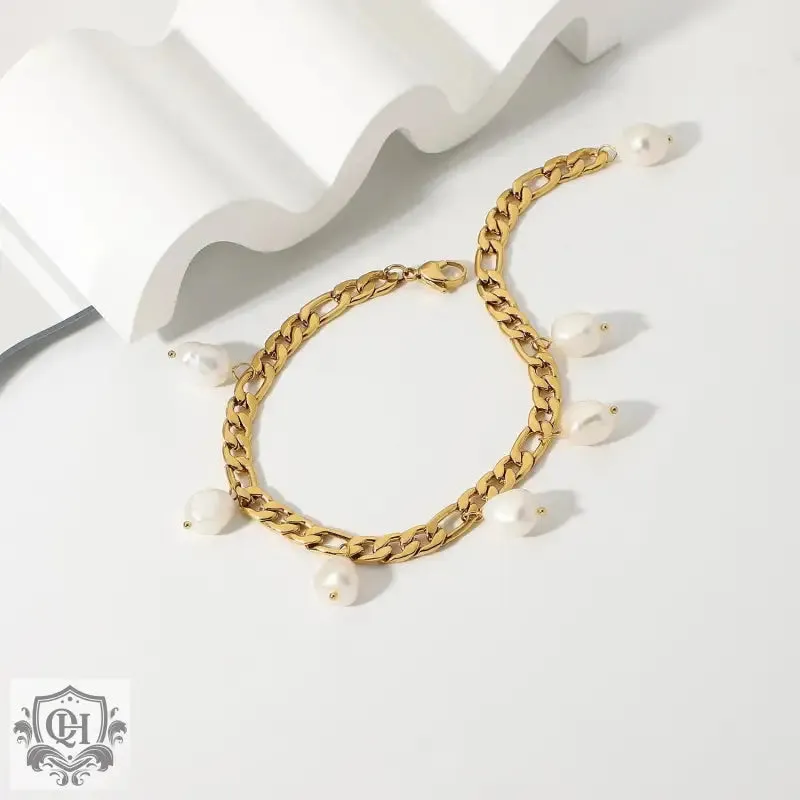 18K Gold Pearl Pendant Chain Anklet