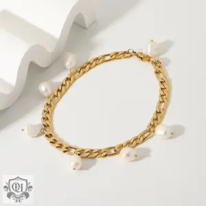 18K Gold Pearl Pendant Chain Anklet